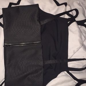 Mock snake skin crop blouse